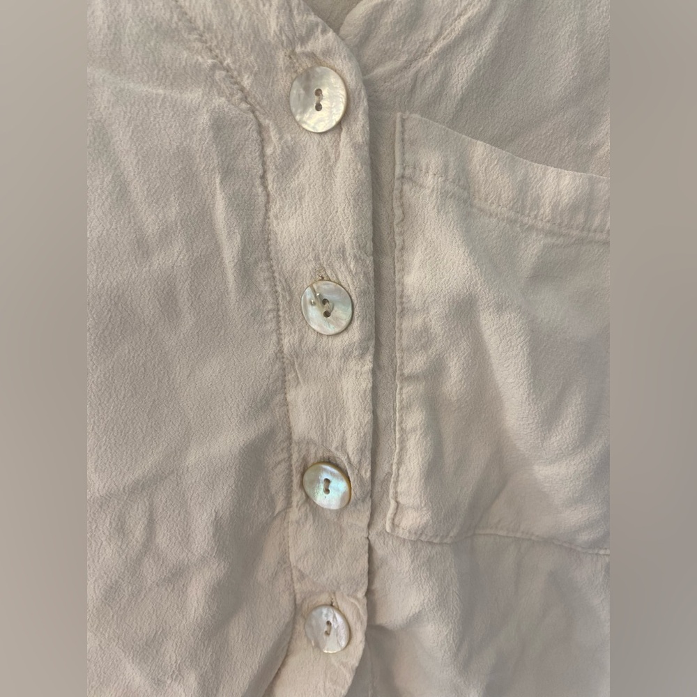 Twik Made in Italy 100% Viscose Cream Cropped Blouse Small Minimalist Boho Top - Picture 4 of 9
